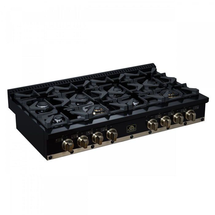 Forno Ambassador 48\" Gas Cooktop, Black, 8 burners - FCTGS5799-48CPBLK