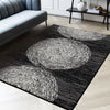 Florence Black Grey White Tree Ring Design Rug, 5'3" x 7'4" Indoor Area Rug | Tapis Florence noir, gris et blanc a motif d'anneaux d'arbre, 5'3" x 7'4"