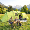 Outsunny 6 Person Camping Tent, Waterproof Large Family Tent Light Green