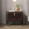 Liam Modern Wave Design Nightstand with 2 Storage Drawers,Dark Brown  | La table de nuit moderne Liam avec design en vague et 2 tiroirs de rangement, couleur brun fonce