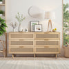59" Mila Modern 6 Drawer Rattan Storage Cabinet with Engineered Wood Frame- Natural | Meuble de rangement moderne Mila a 6 tiroirs en rotin avec structure en bois manufacture - couleur naturelle