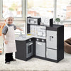 Qaba Kids Kitchen Play Cooking Toy Set For Children With Drinking Fountain, Microwave, And Fri - Black|Qaba Ensemble De Jouets De Cuisine Pour Enfants Avec Fontaine A Boire, Micro-ondes Et Refrigerateur - Noir