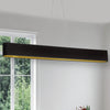 Dainolite Aubrey Horizontal Pendant 30w Oval Matte Black Black/Gold Shade Lamp|Luminaire suspendu horizontal Aubrey de Dainolite ovale avec abat-jour noir et doré, fini noir mat et ampoule de 30 W