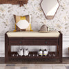Stephanie Pine Wood Shoe Rack Bench With Cushioned Seat With Storage Drawers - Espresso | Banc A Chaussures Stephanie En Pin Avec Siege Rembourre Et Tiroirs De Rangement - Espresso