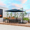 Costway Patio 9.5FT Square Cantilever Offset Hanging Umbrella 2-Tier 360° Outdoor Navy
