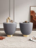 Anderson Modern Sintered Stone Top Upholstered End Table in Gray - Set of 2 | Table d’appoint Anderson moderne avec plateau en pierre frittee et revetement gris – Lot de 2