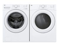 LG 5.2 Cu. Ft. Ultra Large Front Load Washer and 7.4 Cu. Ft. Electric Dryer with AI Sensor Dry® – White 