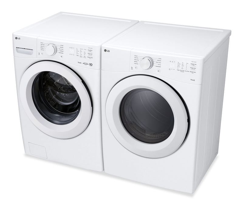 LG 5.2 Cu. Ft. Ultra Large Front Load Washer and 7.4 Cu. Ft. Electric Dryer with AI Sensor Dry® – White