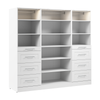 Bestar Florence 85\" Modular Reach-In/Walk-In Closet System with LED Lights, Shelves and Drawers Shaker Style - White