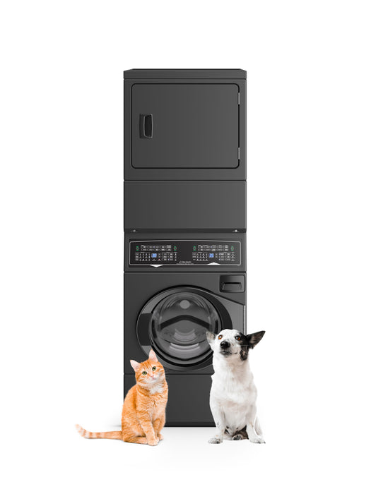 Huebsch SF7 Stacked Washer and Electric Dryer with Pet Plus™ - Matte Black - SF7108BE