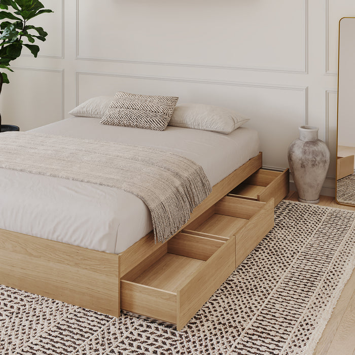 Nordika Queen Storage Platform Bed - Natural Maple