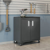 Fortress Textured Metal 31.5" Garage Mobile Cabinet with 2 Adjustable Shelves - Charcoal Grey|Armoire mobile Fortress de Manhattan Comfort de 31,5 po en métal texturé avec 2 tablettes réglables pour le garage - gris anthracite