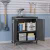 Fortress Textured Metal 31.5" Garage Mobile Cabinet with 2 Adjustable Shelves - Charcoal Grey|Armoire mobile Fortress de Manhattan Comfort de 31,5 po en métal texturé avec 2 tablettes réglables pour le garage - gris anthracite