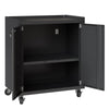 Fortress Textured Metal 31.5" Garage Mobile Cabinet with 2 Adjustable Shelves - Charcoal Grey|Armoire mobile Fortress de Manhattan Comfort de 31,5 po en métal texturé avec 2 tablettes réglables pour le garage - gris anthracite