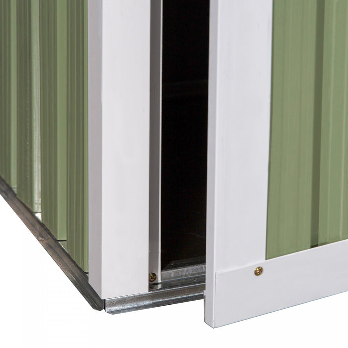 Outsunny Garden Shed, Metal Tool Shed W/ Sloped Roof, Light Green