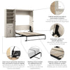 Bestar Key West Full Murphy Bed & Closet Organizer with Drawer & Doors (88 W) - Linen White Oak|Lit double escamotable Key West de Bestar de 88 po (L) avec organisateur de garde-robe, tiroir et portes - blanc chêne lin