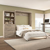 Bestar Pur Queen Murphy Bed and Shelving Unit with Drawers 101-Inch Wall Bed - Rustic Brown|Grand lit escamotable mural Pur de Bestar de 101 po avec tablettes et tiroirs - brun rustique