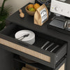 HOMCOM Boho Floor Storage Cabinet with Rattan Decorated Doors Drawer Black