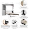Bestar Key West Queen Murphy Bed & Closet Organizer with Drawer & Doors (94 W) - Pure White Oak|Grand lit escamotable Key West de Bestar de 94 po (L) avec organisateur de garde-robe, tiroir et portes - blanc chêne solide
