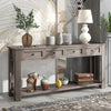 Gracie Solid Wood Console Table With Drawers And Shelf - Grey Wash | Table Console Gracie En Bois Massif Avec Tiroirs Et Etagere, Gris Patine
