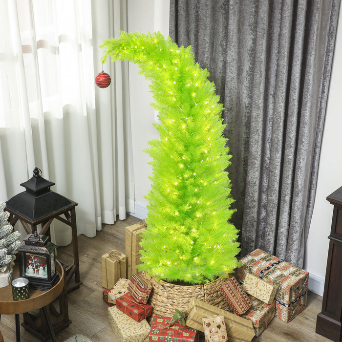 HOMCOM 5ft Prelit Artificial Christmas Tree, Curved Top Xmas Tree, Green
