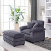 Liam 46.9" Modern indoor corduroy sofa with 2 soft cushions ,Grey Sofa  | Liam Canape d'interieur moderne en velours cotele 46,9" avec 2 coussins moelleux, Gris