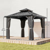 Outsunny 10' x 10' Hardtop Gazebo Canopy with Double Galvanized Steel Roof
