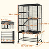 PawHut Guinea Pig Ferret Chinchilla Cage with Wheels, Pet Playpen for Rat, Kitten with Bottom Storage Shelf, Removable Tray, Ramp, 31" x 18" x 54", Black