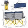 Outsunny Double Seat Camping Chair Folding Loveseat w/ Storage Pocket Navy