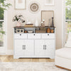 HOMCOM Sideboard, Buffet Cabinet with 4 Barn Doors and 3 Drawers White