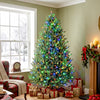 HOMCOM 6ft Prelit Christmas Tree, Easy Plug, Dual-Colour Lights, Hinged