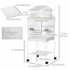 Pawhut 53.9'' Large Rolling Steel Bird Cage Bird House With Detachable Rolling Stand, Storage Shelf,|Pawhut Grande Cage A Oiseaux En Metal De 54'' Avec Support Roulant Detachable, Etagere De Rangement,
