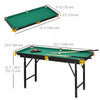 Soozier 55" Folding Pool Table Set With Adjustable Height, Green|Soozier Ensemble De Table De Billard Pliante De 55 Po Reglable, Vert