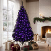 HOMCOM 6ft Pre-lit Black Christmas Tree with 680 Purple LED Lights, Black