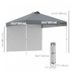 Outsunny 10' X 10' Pop Up Canopy Tent With Sidewall And Bag, Grey