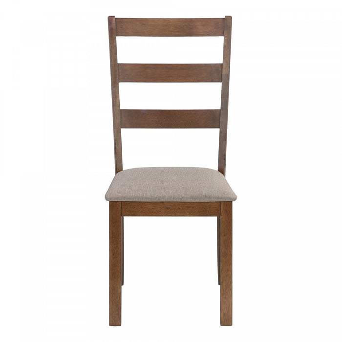 Dining Chair Set of 2 Kitchen Dining Room Brown Fabric Walnut Wood Legs Transitional