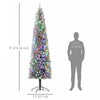 HOMCOM 9ft Pencil Artificial Christmas Tree w/ Remote, Flocked Xmas Tree