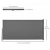 Outsunny 118" X 63" Retractable Side Awning Patio Outdoor Folding Privacy Screen With Resistance To |Outsunny 118"x63" Auvent Lateral Retractable Ecran D'intimite Pliable, Gris