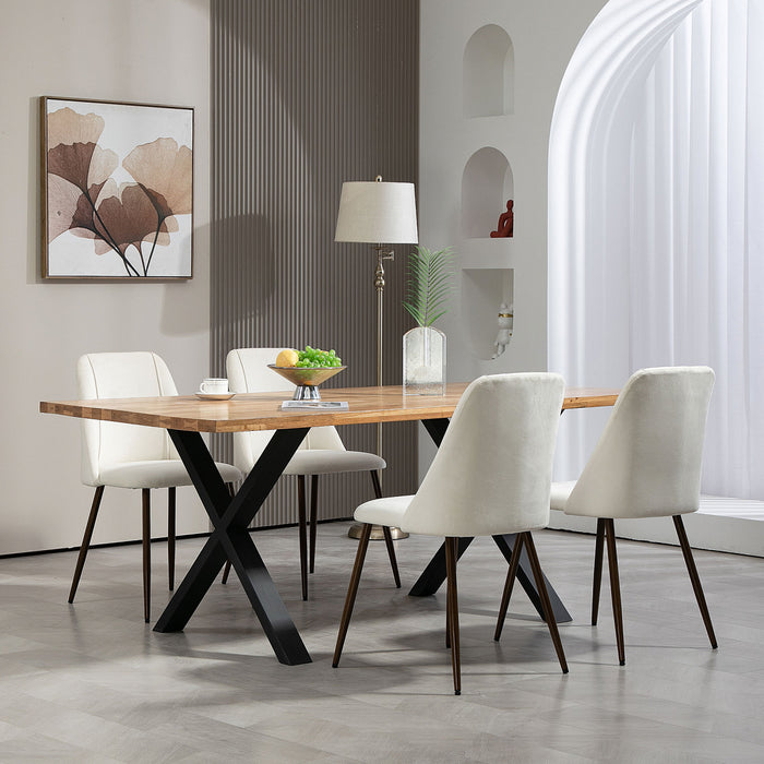 HOMCOM Dining Chairs Set of 4, Velvet Accent Chair, Cream White