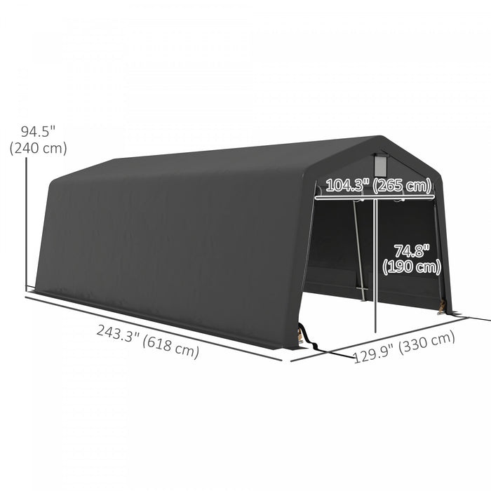 Outsunny 11' X 20' Garage Carport With Ventilation Windows, Dark Grey