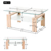 Lucius Modern Geometric Design Tempered Glass Coffee Tablewith Metal Frame and Clear Glass,Natural  | Table basse moderne Lucius au design geometrique en verre trempe avec cadre en metal et verre transparent, naturel