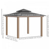Outsunny 9' X 10' Double roof Hardtop Gazebo With Nettings curtains Khaki