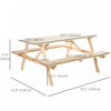 Outsunny Wood Picnic Table Set With Built-in Benches Umbrella Hole Natural