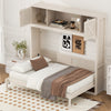 Ethan Solid Wood Murphy Bed with Storage Cabinets,Queen Size,Beige Queen Bed | Lit escamotable Ethan en bois massif avec armoires de rangement, taille queen, beige