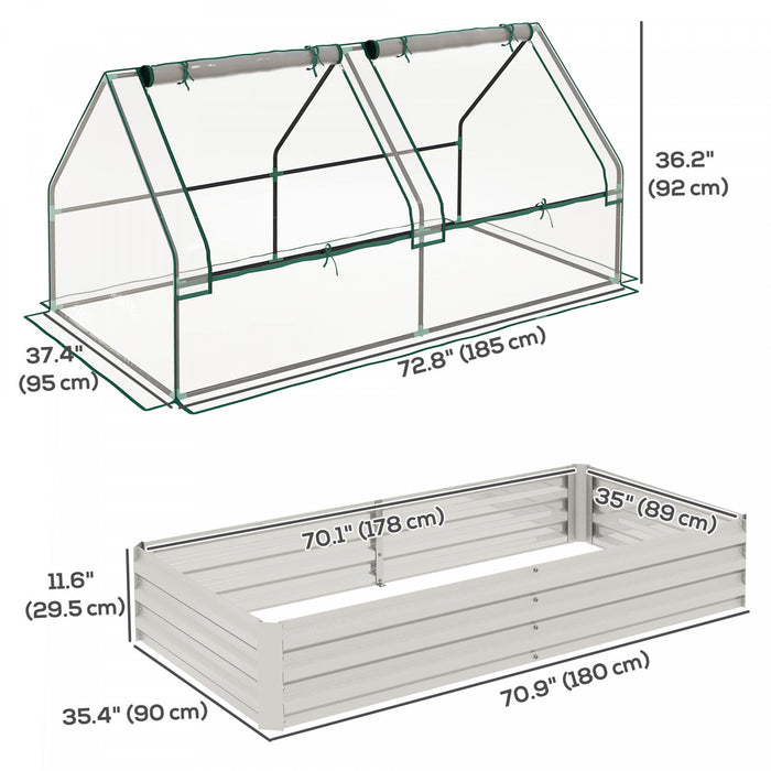 Outsunny 6' X 3' Raised Garden Bed With Small Greenhouse, Clear And Silver
