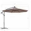Costway 10' Hanging Solar LED Umbrella Patio Sun Shade Offset Market W/ Base Tan