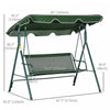 Outsunny 3-seat Patio Swing Chair With Adjustable Canopy Green And White|Outsunny Balancoire De Patio A 3 Places Avec Auvent Reglable, Vert Et Blanc