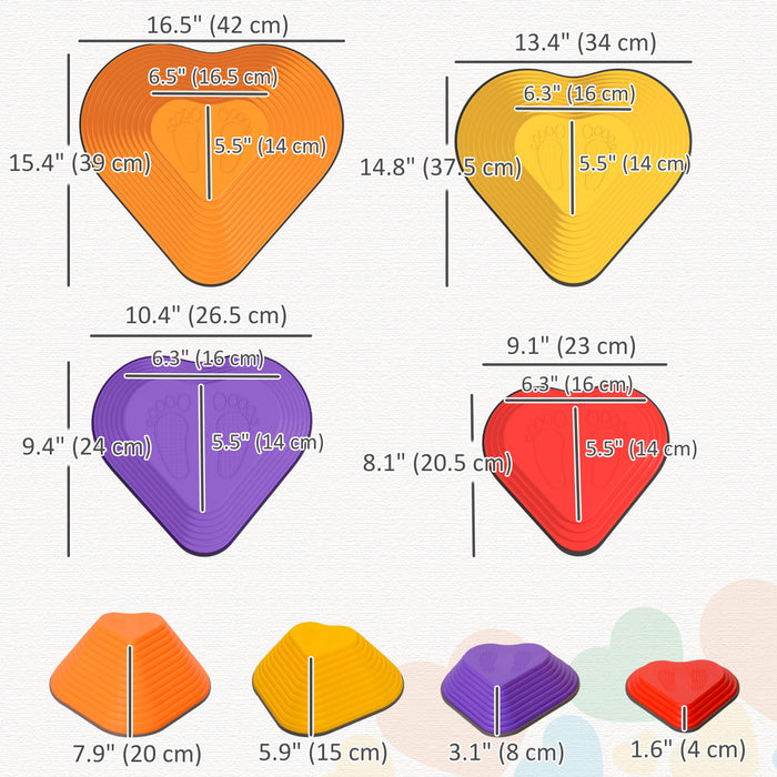 Qaba Stepping Stones Kids, 9pcs Obstacle Course For Kids, Non-slip Heart-shaped Balance Stepping Stones, Stackable Balance Blocks Sensory Toys Indoor Outdoor
