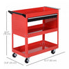 Homcom Rolling Tool Cart With Wheels Storage Trays For Garage Warehouse Red|Homcom Chariot A Outils Roulant Avec Rangement Pour Garage, Rouge