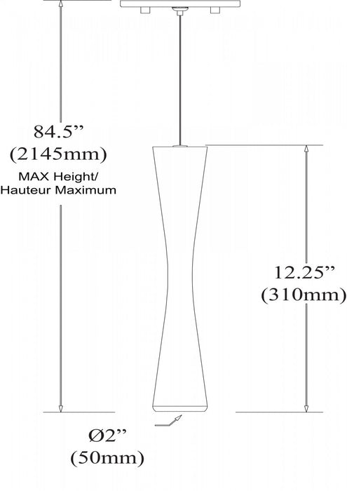 Dainolite Percita LED Pendant 5w Satin Chrome Finish Lamp